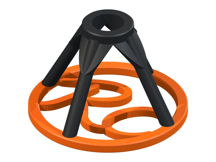 Black single-frag stand with an orange open RC base